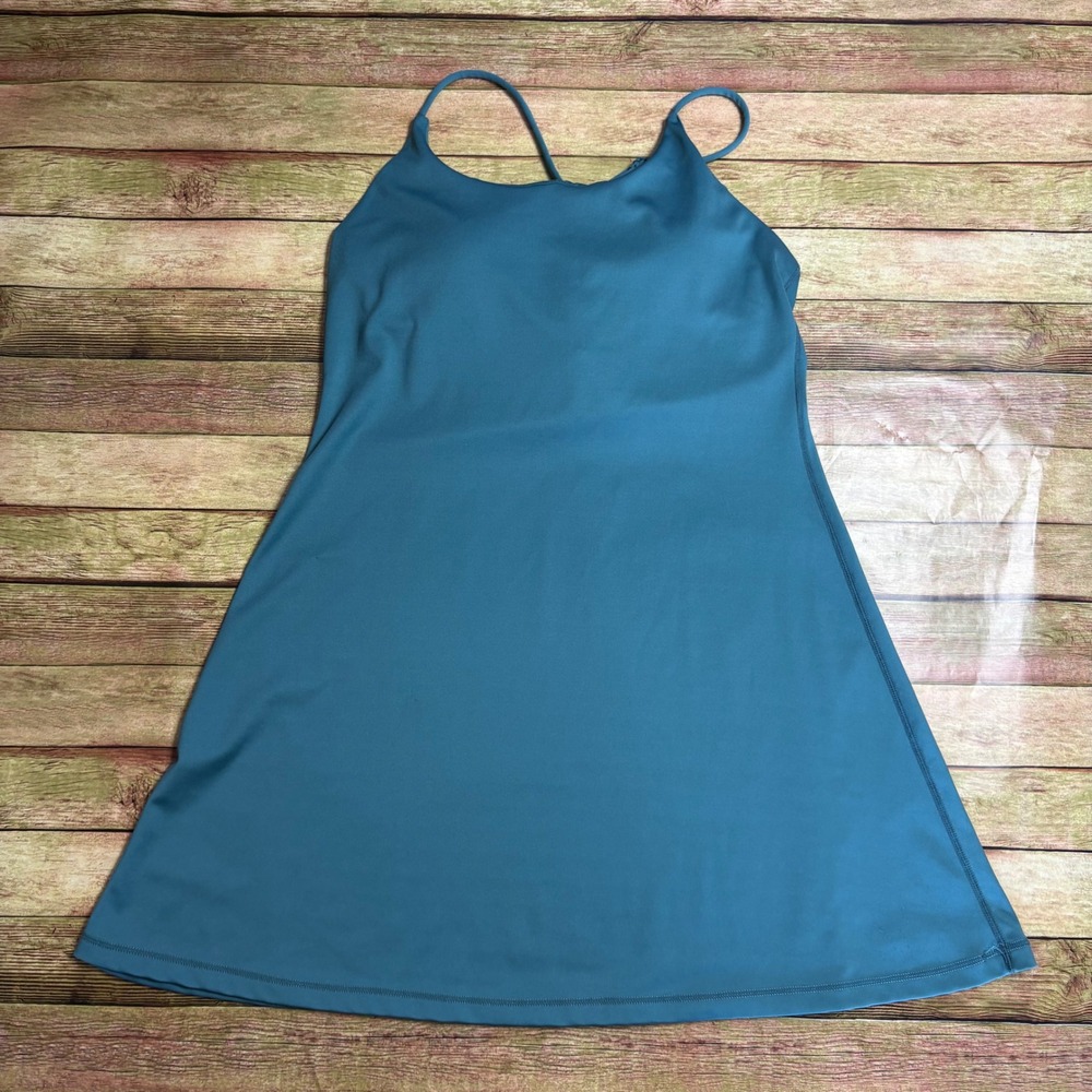 Move Theology Active Dress Teal Blue Strappy Back Built-in Bra Large